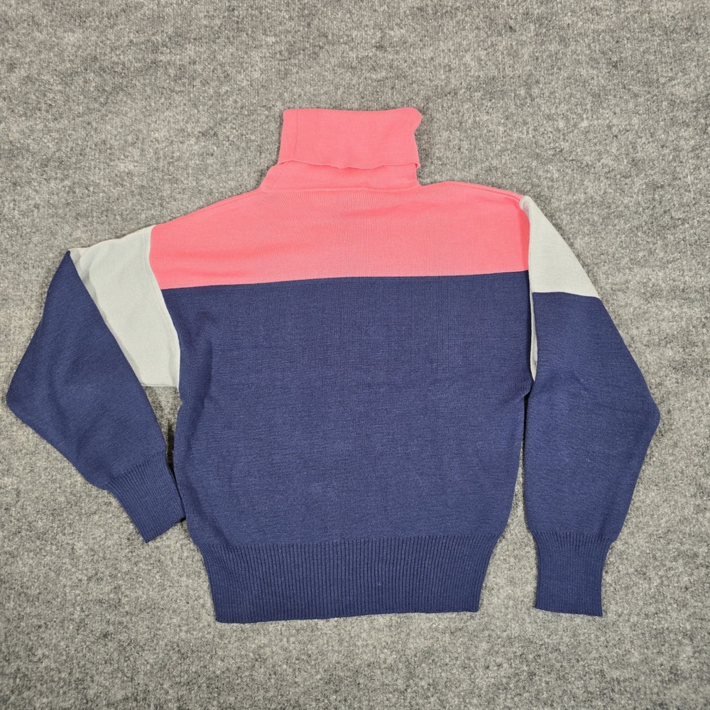 VTG Obermeyer Marion Turtleneck Colorblock Womens S Pink Navy Wool Blend EUC
